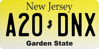 NJ license plate A20DNX