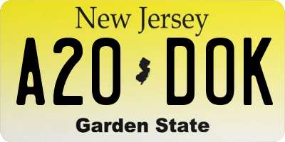 NJ license plate A20DOK