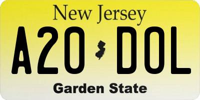 NJ license plate A20DOL