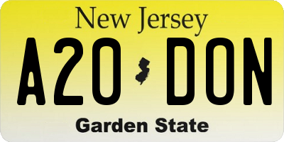 NJ license plate A20DON
