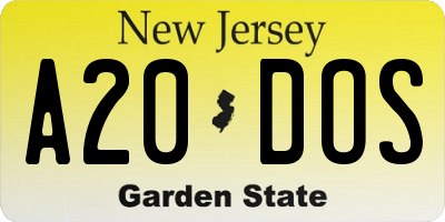 NJ license plate A20DOS