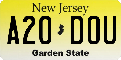 NJ license plate A20DOU