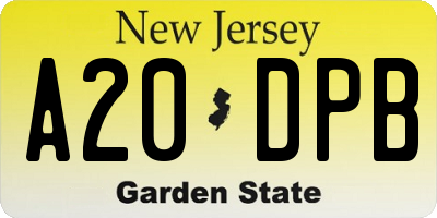 NJ license plate A20DPB