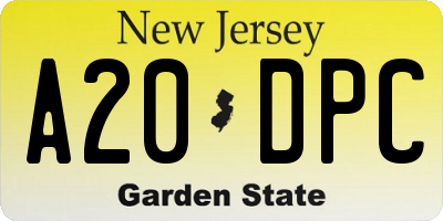 NJ license plate A20DPC