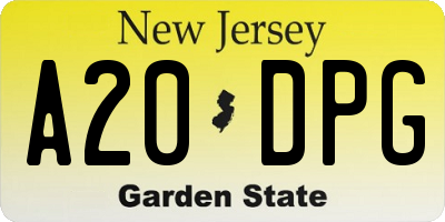 NJ license plate A20DPG