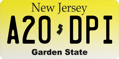 NJ license plate A20DPI