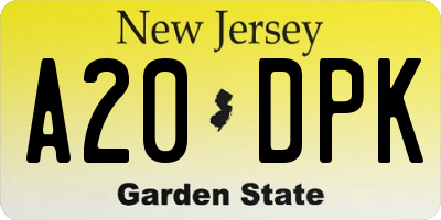 NJ license plate A20DPK