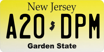 NJ license plate A20DPM