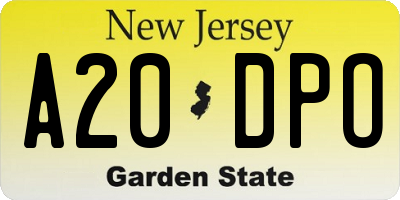 NJ license plate A20DPO