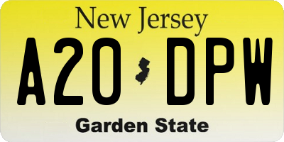 NJ license plate A20DPW