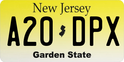 NJ license plate A20DPX