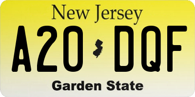 NJ license plate A20DQF