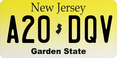 NJ license plate A20DQV