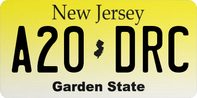 NJ license plate A20DRC