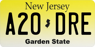 NJ license plate A20DRE