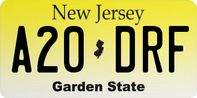 NJ license plate A20DRF