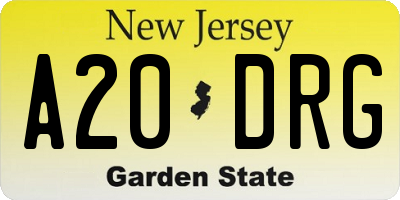 NJ license plate A20DRG