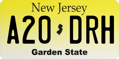 NJ license plate A20DRH