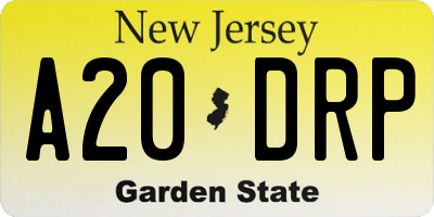 NJ license plate A20DRP