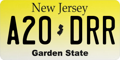 NJ license plate A20DRR