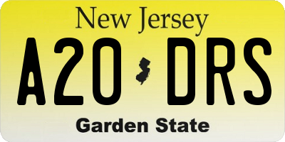 NJ license plate A20DRS