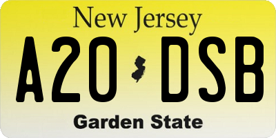 NJ license plate A20DSB