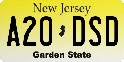 NJ license plate A20DSD