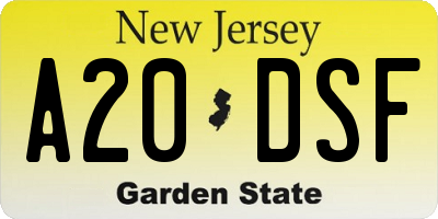 NJ license plate A20DSF