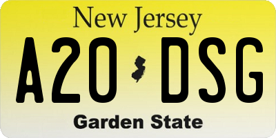 NJ license plate A20DSG
