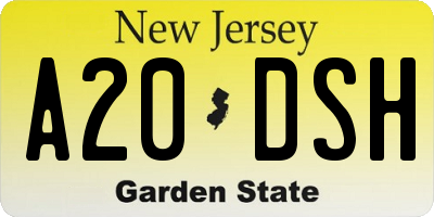 NJ license plate A20DSH