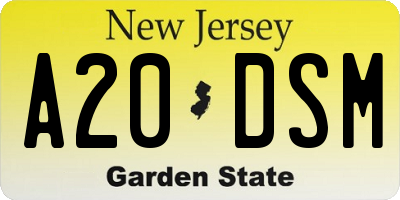 NJ license plate A20DSM