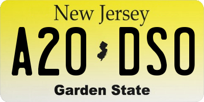 NJ license plate A20DSO