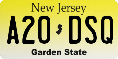 NJ license plate A20DSQ