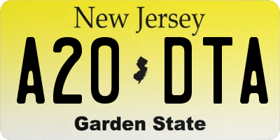 NJ license plate A20DTA