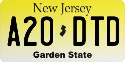 NJ license plate A20DTD