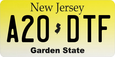 NJ license plate A20DTF