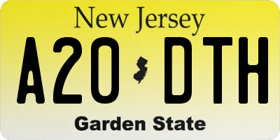 NJ license plate A20DTH