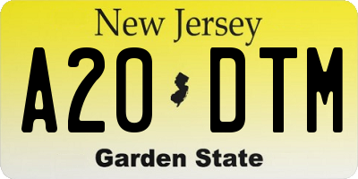 NJ license plate A20DTM