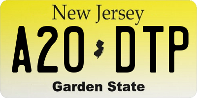 NJ license plate A20DTP