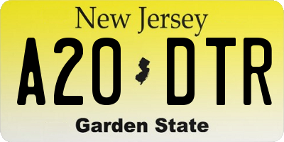 NJ license plate A20DTR