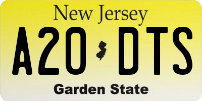 NJ license plate A20DTS
