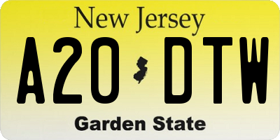 NJ license plate A20DTW