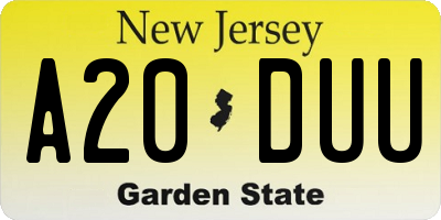 NJ license plate A20DUU