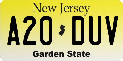 NJ license plate A20DUV