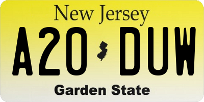 NJ license plate A20DUW