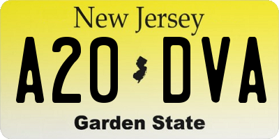 NJ license plate A20DVA