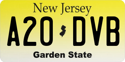 NJ license plate A20DVB