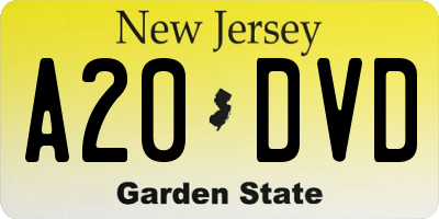 NJ license plate A20DVD