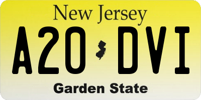 NJ license plate A20DVI
