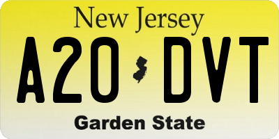 NJ license plate A20DVT